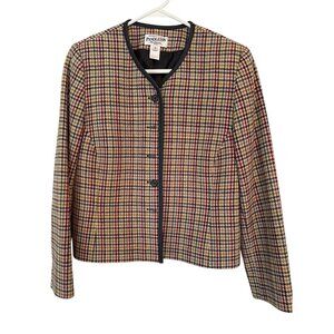 Pendleton Houndstooth Blazer Jacket 14P Plaid100% Virgin Wool Made in USA